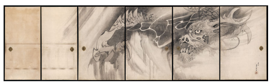 長沢芦雪筆：紙本墨画「龍図」