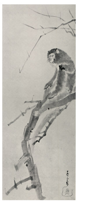 長沢芦雪筆：紙本淡彩「猿図」
