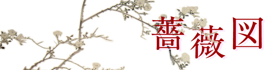 串本応挙芦雪館　花鳥画：長沢芦雪筆：紙本墨画「薔薇図」襖8面