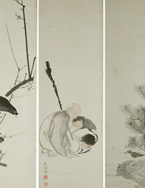 長沢芦雪筆：「豊干寒拾図・花鳥図」三幅対