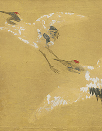 長沢芦雪筆：「群鶴図」小襖絵