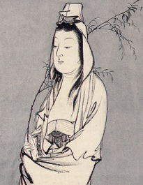 長沢芦雪筆：「楊柳観音図」掛軸