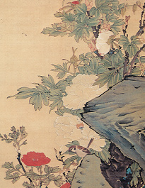 長沢芦雪筆：「牡丹雀図」