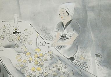 落合朗風筆：梨売