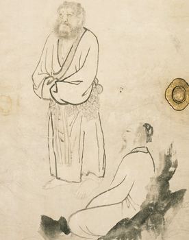 円山応挙筆：紙本墨画「波上群仙図」