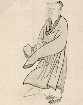 円山応挙筆：紙本墨画「波上群仙図」